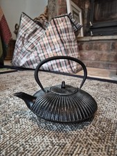 Ornate Cast Iron Teapot Japanese Style Black