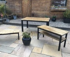 Outdoor Furniture Industrial Style Table & Benches Pub Garden Unique Bespoke