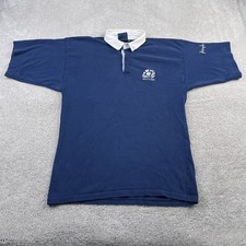 Scotland Rugby Polo Shirt Mens Large 42 Blue Scottish Rugby Union Pringle VTG