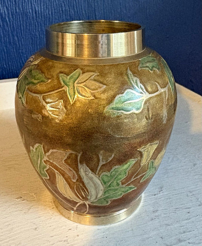 Art nouveau brass vase with - art,