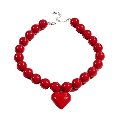 Beaded necklace heart pendant - beaded,
