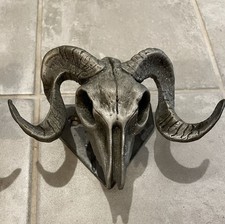 Vintage Rare Cast Metal Rams Head Skulls  With Horns, On Brackets - Pair of 2