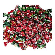 12 Pcs Christmas Dog Grooming Bows Hair Bows Elastic Handmade Pet Accessories UK