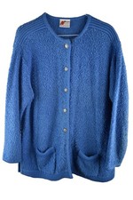 POPPY Blue Knitwear Cardigan Jumper size 40"-102Cm Womens Acrylic Casual