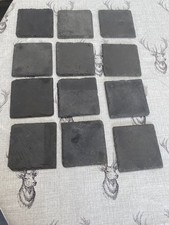Bundle of 12 Square Slate Coasters - 10cm square used still great condition