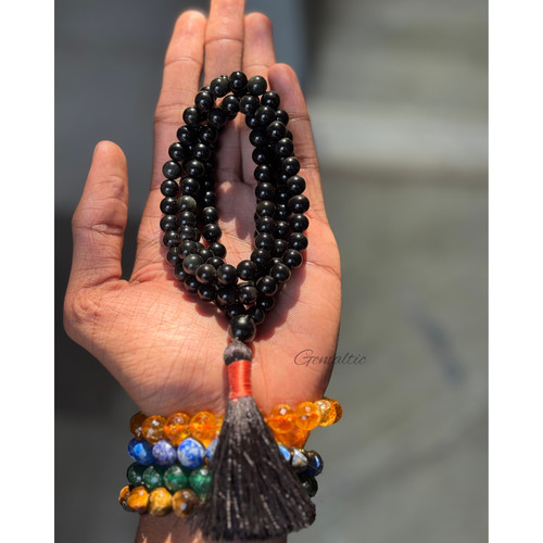 Golden obsidian jap mala - golden,
