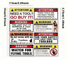 Funny Toolbox Warning Stickers | 8 Piece Tool Box Labels Garage Man Cave Diy Dad
