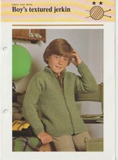 Child's Knitting Pattern (all sizes) Boy's Textured Jerkin Fully Zipped Used Ex