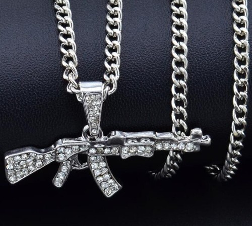 Iced silver ak47 - machine, gun