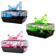 Hamster Cage Landmark Small Animal with Tubing Accessories Pink Green Blue