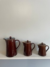 VINTAGE DENBY BOURNE COFFEE POTS - SET OF 3 - 4PT, 2PT, 3/4PT