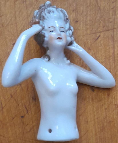 Porcelain half doll suitable - porcelain,