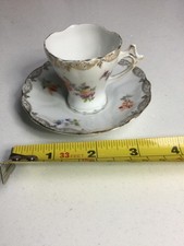 Antique Meissen Porcelain Hand Painted Cup and Saucer, Gold Decoration, delicate