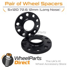 Wheel Spacers (2) Black 5x120 72.6 12mm for BMW 1 Series M135i [F20] 12-16