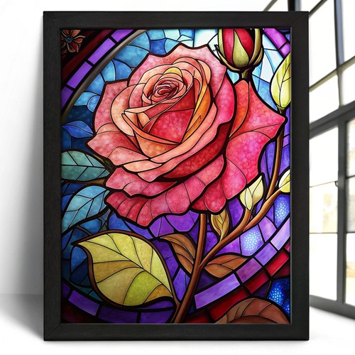 Stained glass rose wall art - stained,