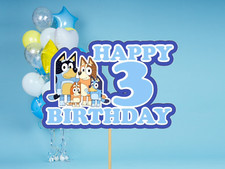 Bluey  Cake  Topper  - 3D Glitter Colours - Personalised Age And Name