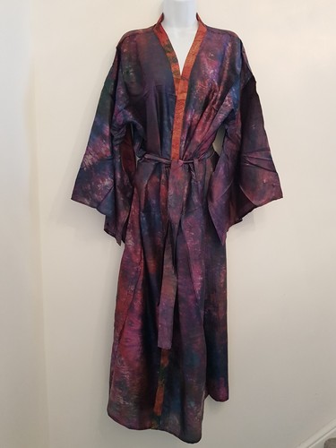 Silk kimono purple - silk, long