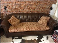 Stunning BROWN Leather Chesterfield SOFA BED 3 Seater Sofa Settee Couch