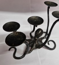 Quirky Octopus Iron Candle Holder. Gothic Vintage Brushed Bronze Effect.