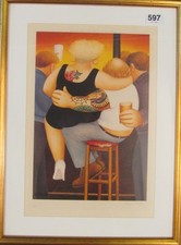 Beryl Cook - Two on a stool -