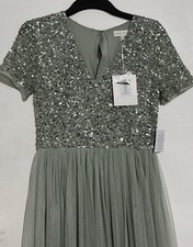 Maya Deluxe Curve Light Green Sequin Tulle Bridesmaid Prom Occasion Dress Gown  