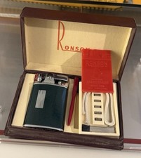 Rare Vintage Ronson “Banker” Green Enamel Petrol Lighter Toronto Canada