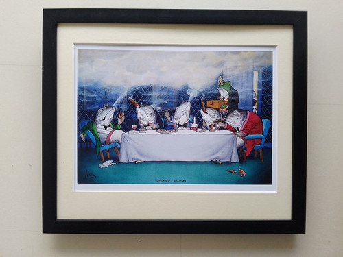 Loon cartoon fishing print - loon,