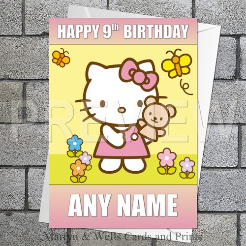 Hello kitty birthday card 5x7 - card.,