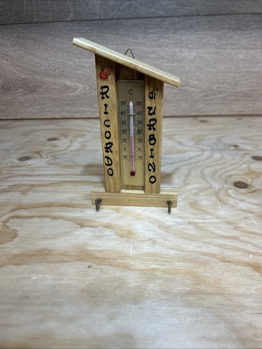 Vintage wooden thermometer - wooden,