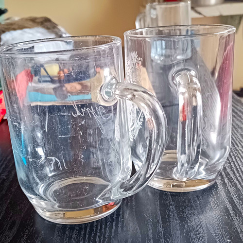 Set clear glass mugs - set, of
