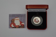 Father Christmas 50p Sterling Silver Proof Coloured Coin 2018 Gibraltar  COA