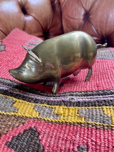 Vintage brass pig - vintage,