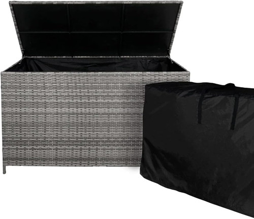 Rattan garden storage grey box - rattan,