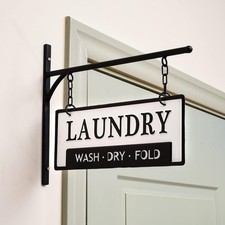 Laundry Wash Dry Fold Laundry Hanging Sign for Laundry Room, Decorative Metal...