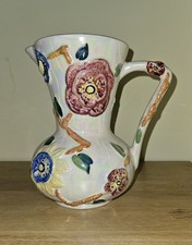 Beautiful Art Deco Pearl Arthur Wood Pottery Ceramic Jug  8" 20cm Floral