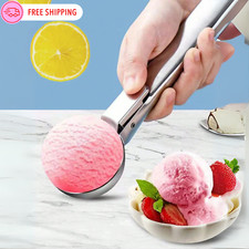 Premium Stainless Steel Ice Cream Scoop with Trigger Heavy Duty Non-Stick