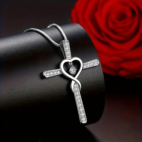 Heart shaped cross - heart, necklace
