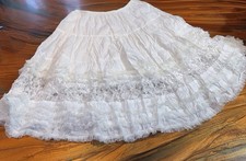 Woman’s Gypsy Style White Flared Skirt With Lace & Pearl Detail Size M TEXLINET