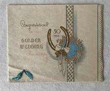 Vintage Golden Wedding 50 Years Greetings CLASSIC Card No Envelope (Written In)