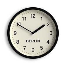 Jones® - Berlin Time Zone wall clock 20cm black Arabic quartz office living room