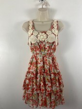 TSEGA UK size Small/Medium orange above knee length dress belted