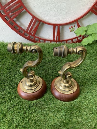 Pair vintage brass wall - of,