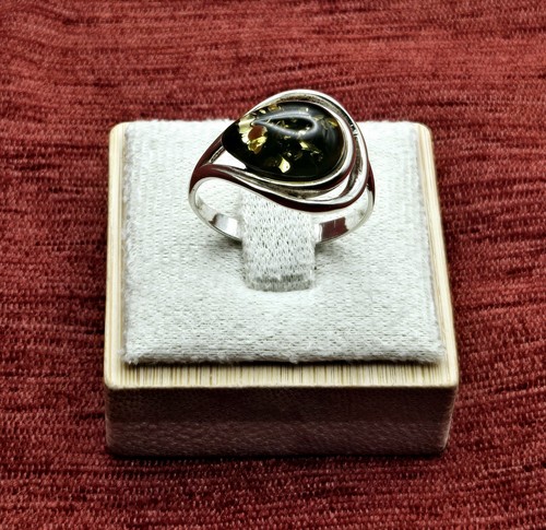 Baltic amber ring green - amber, ring-green-925