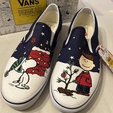 Vans Peanuts Christmas Comfy Slip On Trainers Limited Edition UK Mens 10