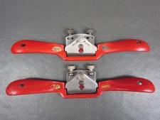 Pair Record No A151 iron adjustable spoke shave flat & curved sole vintage tool