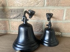 2x Ship Nautical Style Bells Little And Large 4" & 5" Jute Ropes New