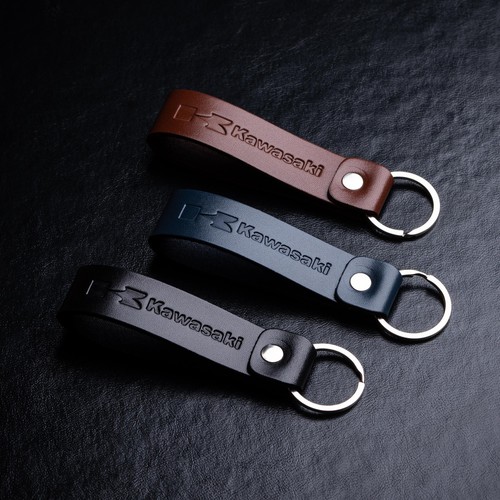 Kawasaki leather keyring - kawasaki,