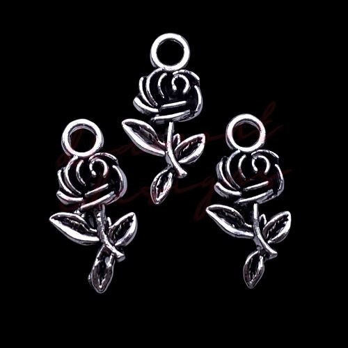 Pcs tibetan silver rose - pcs,