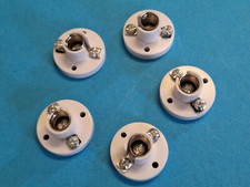 Batten Lamp Holder ~ White Bakelite / Plastic - For MES Lamp x 5