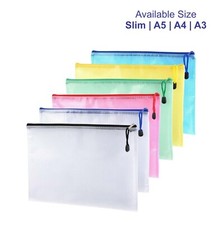 A3/A4/A5/Slim Plastic Zip File Bag Folder Waterproof Pocket Document Protective